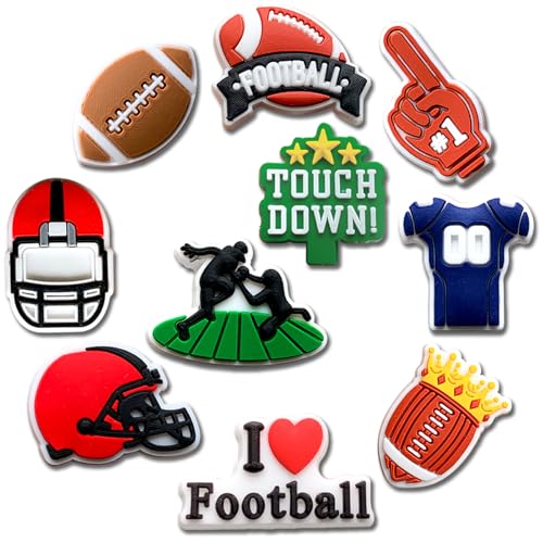 10Pcs Football Shoe Decoration Charms for Croc Clog Sports Ball Charms Accessories