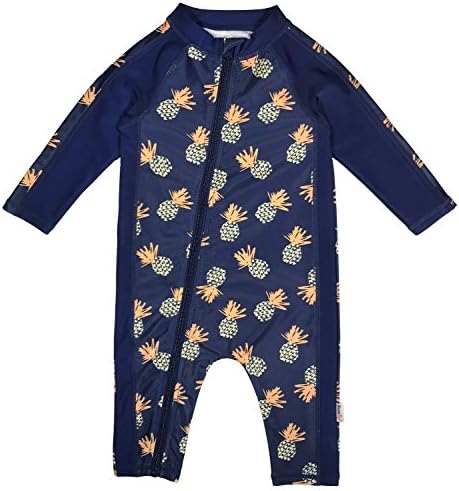 SwimZip Boy Long Sleeve Sunsuit UPF 50+ Protection | Pineapple Blue 12-18 Month