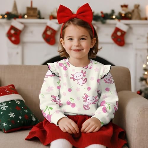 Girls Crewneck Long Sleeve Pullover Fashion Kids Ruffle Pullover Lightweight Long Sleeve Oversized Sweatshirts 1-83