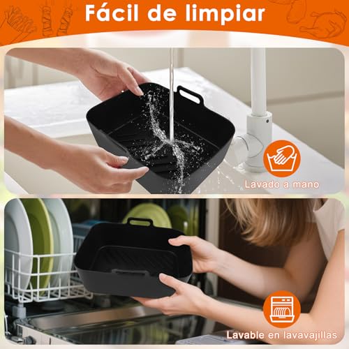 PUTINEI 13 Pezzi Molde Silicona Freidora de Aire,Ninja Moldes Silicona Air Fryer 7.6L-10.4L,Reutilizable Silicona Recipiente Air Fryer,Accesorios Freidora de Aire Para AF500EU AF300EU AF400EU - imagen 7