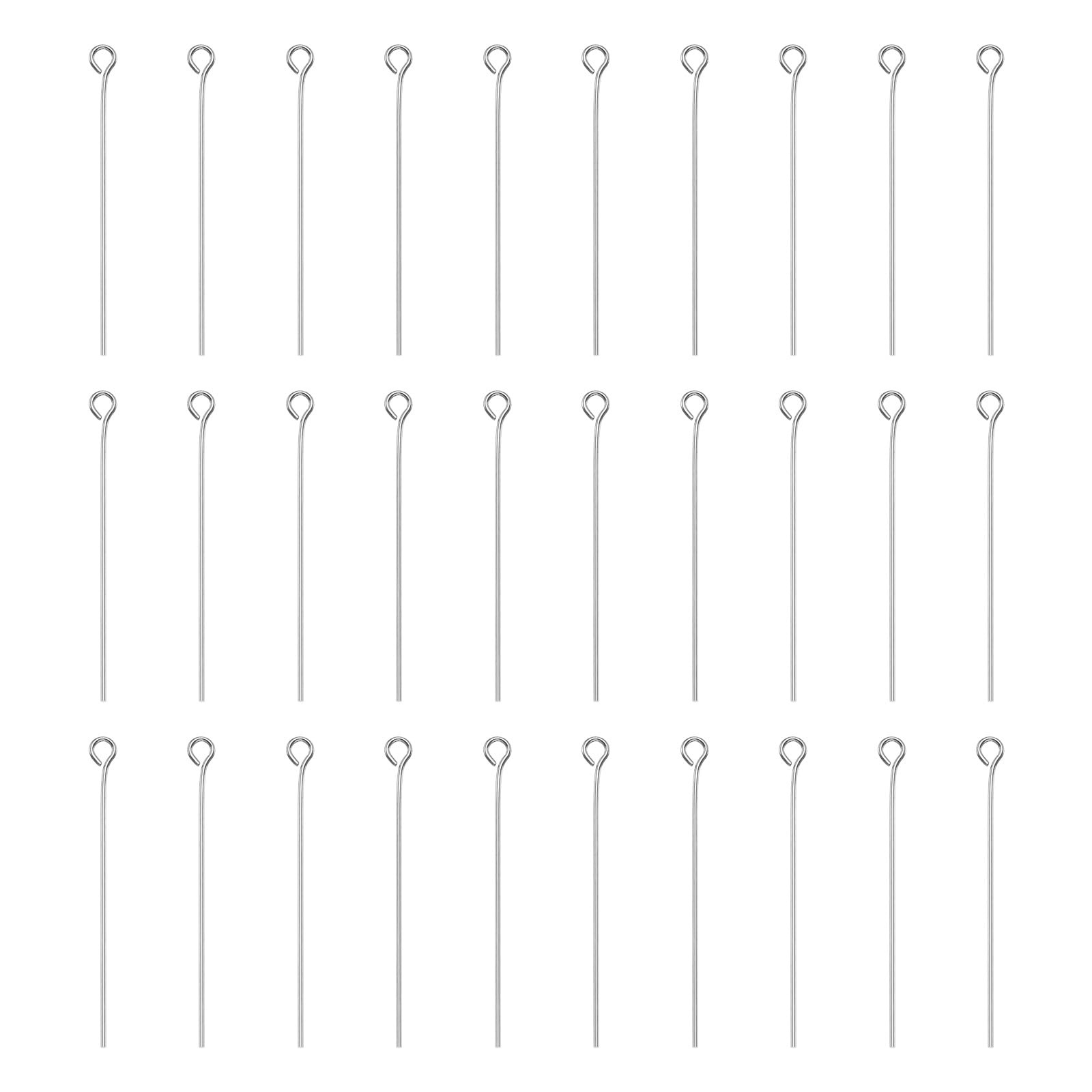 sourcing map 100pcs 1.57" 40mm Mini Metal Open Eye Head Pins,Silver Tone