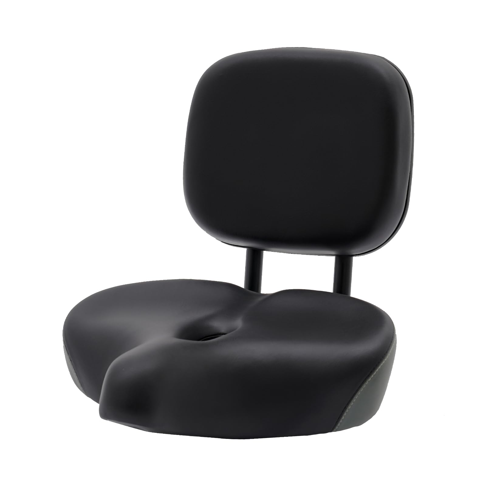 Sillín de bicicleta con respaldo, asiento ergonómico de triciclo ajustable, cómodo asiento de bicicleta para adultos y mayores, ancho 33 cm, cojín con ventilación, hasta 100 kg, color negro y gris