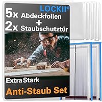 LOCKII® 2x Staubschutztür mit Reißverschluss 1,20 x 2,20 m | Extra Stark 100 mic | Wasserdicht & Staubdicht | Reißverschlusstür Staubschutzwand Folientür für Renovierung & Umbau