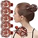 RC ROCHE ORNAMENT Womens Stylish Rose Dome Comb Clamp Shell Plastic No Slip Strong Secure Grip Side Slide Bun Maker Beauty Accessory Hair Clip, 6 Pack Count Large Brown