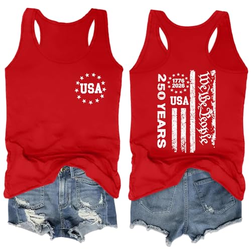 Image of Ithalt Womens American Flag Shirts 4th of July Outfits USA T-Shirt Patriotic Tank Shirt Fourth of July Sleeveless Tops