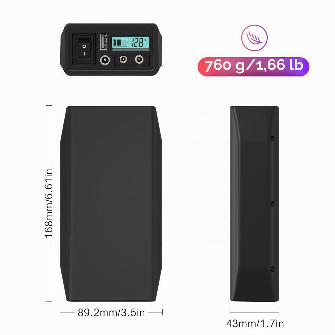 Talentcell Pack de batterie LiFePO4 12V LF4106, Accu Lithium Fer Phosphate 12.8V 6Ah 76.8Wh rechargeable 2000 cycles avec sortie DC 12/9/6 Volt et 5V USB pour bande LED, caméra CCTV, téléphone