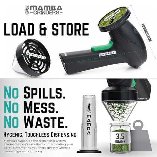 Image of Mamba Monster Electric Spice Grinder, Large Capacity USB Rechargeable Culinary Herb & Spice Mill for Kitchen Seasonings, Aluminum Alloy Head, Black