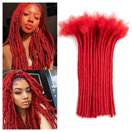 Teresa Red Dreadlock Extensions 100% Human Hair Dreadlock Extensions for Men/Women/Kids 0.4cm Width Full Hand-made Permanent Dread Locs Human Hair Can be Dyed and Bleached(8 Inch-10Strands,Red Color)