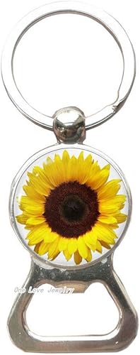 Best Friend Llavero abridor de botellas, girasol, abridor de botellas, abridor de botellas, joyería de mejor amigo, abridor de botellas de flores,