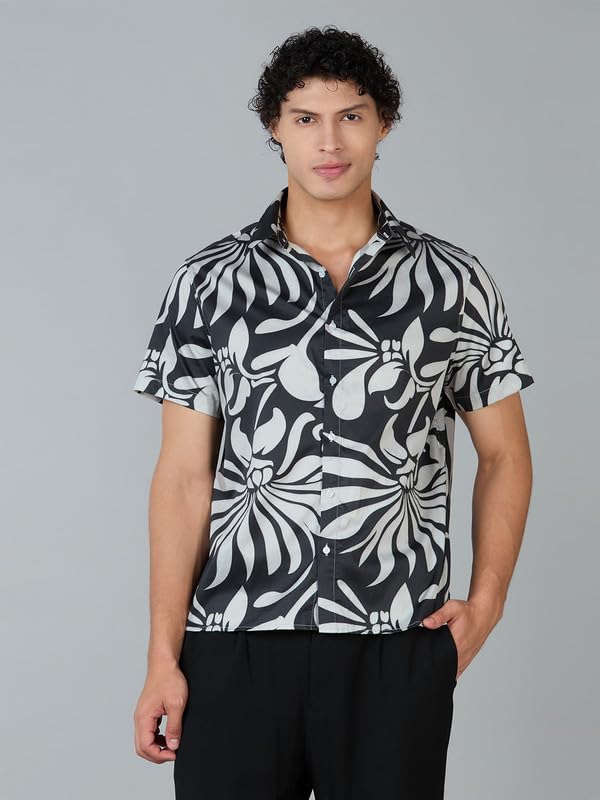 Image of MARK & ALBERT Men's 100% Cotton Printed Half Sleeves Regular Fit Shirt for Men