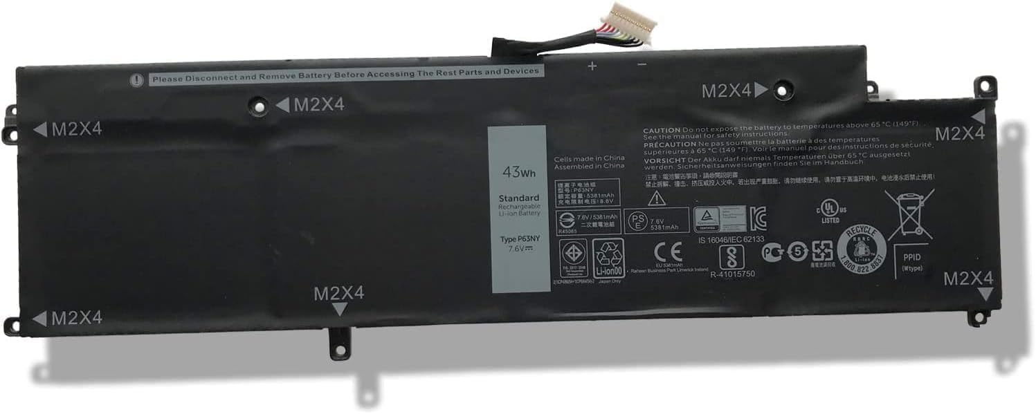 P63NY N3KPR 4H34M XCNR3 WY7CG MH25J G7X14 0G7X14 0XCNR3 Laptop Battery Compatible with Dell Latitude 13 7370 E7370 Serie (7.6 V 43Wh)