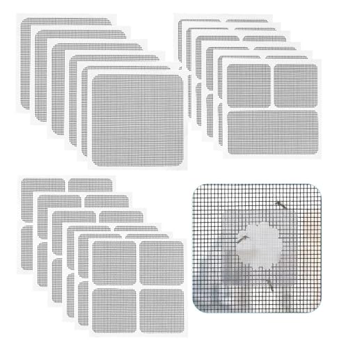 48 Pcs Window Screen Repair Patches Kit -18 Sheets 3 Sizes Window Weep Hole Covers & Screen Repair Kit for Mesh Screen Door, Wire Mesh Strong Adhesive Fiberglass Quick Screen Repair Tape