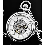 Stuhrling Original Men's Pocket Watch Stainless Steel Analog Skeleton Watch Hand Wind Mechanical Movement Stainless Steel Chain - Image 2