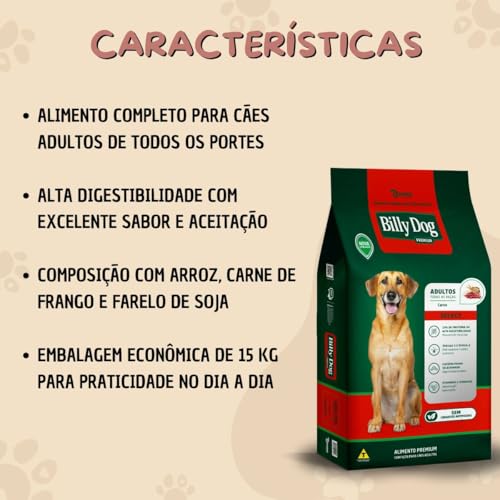 Ração Premium Billy Dog Select 15 kg - Para Cães Adultos