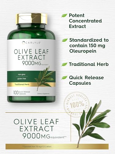 Carlyle CL3575 Olive Leaf Extract Capsules | 9000Mg | 100 Count | Non-Gmo, Gluten Free | High Potency Supplement thumb #3