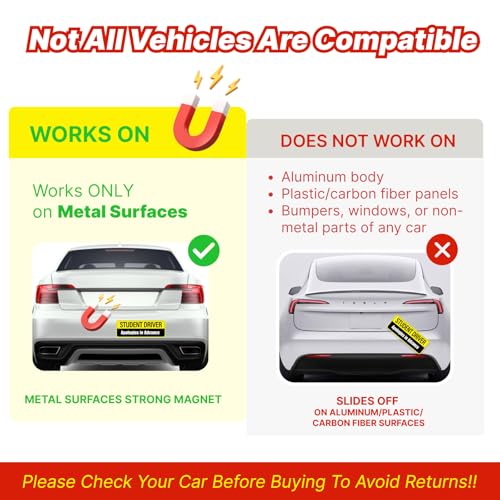 Image of Lusinus Baby On Board Signs for Car - 2 Pack Reflective, Funny & Cute Magnetic Stickers - Removable Safety Attention Signs for Novice Drivers - 5x5 Inches
