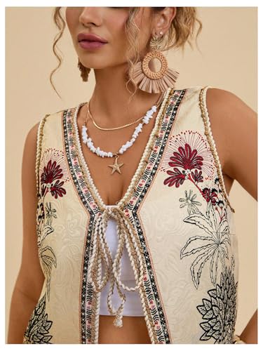 GORGLITTER Women's Plus Size Western Vest Tie Front Tops Boho Vintage Country Concert Rodeo Cowgirl Outfits Trendy 20254