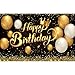 Happy Birthday Backdrop Banner Black Gold Balloons Sign Poster for Men Women Birthday Party Decorations Anniversary Photography Background Photo Booth