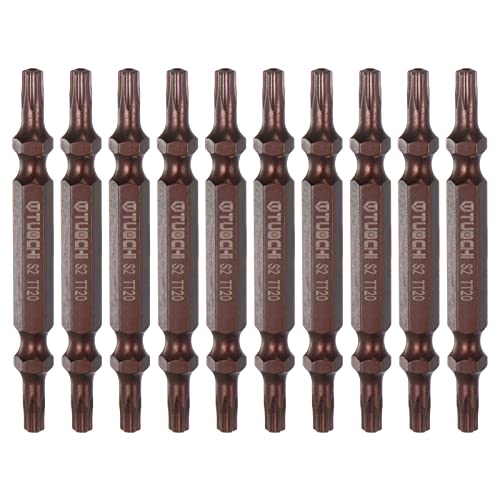 Harfington 10Pcs T20 Magnetic Double-Ended Screwdriver Bits 65Mm/2.56" Length 1/4" Hex Shank S2 Steel Hollow Torx Drill Bit Hardware Accessory Tools, Copper #TOP25