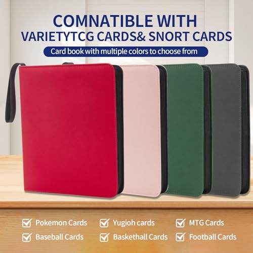 Image of Card Binder - 720 Capacity, Zippered Trading Card Holder for MTG, Sports & Collectible Cards - Acid-Free, Durable & Travel-Friendly Storage (Red dots, 9 Pocket)