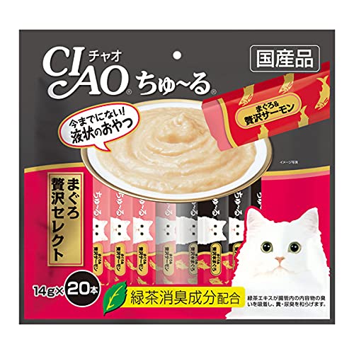 【まとめ買い10%OFF対象商品】 チャオ (CIAO) 猫用おやつ ちゅ~る まぐろ 贅沢セレクト 14グラム (x 20)