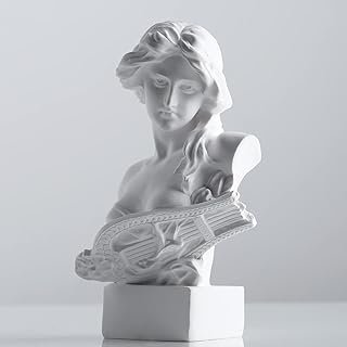 Musical Greek Goddess Statue Decor,6 Inch Roman Bust Sculpture Home Decor,White Resin Artemis Statues for Home Decor Coffee Table Office Living Room Collection Figurines Greek Mythology Art Decoration