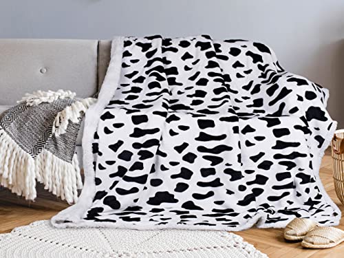 Tirrinia Cow Print Sherpa Throw Plush Blanket Twin Size 60" X 80" Bedding Fleece Reversible Blankets For Bed And Couch, Super Soft Comfy Warm Fuzzy #TOP24