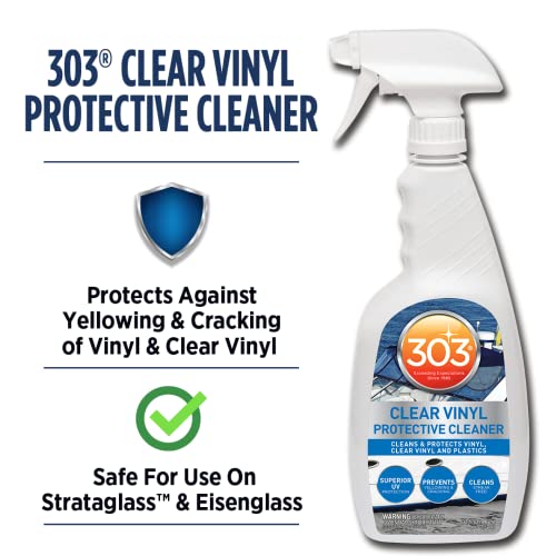 303 Products Marine Clear Vinyl Protective Cleaner, Clear Vinyl Window Cleaner & Protectant for Isinglass & Strataglass – UV Protection, Prevents Yellowing & Cracking, 32 oz by 303 Products - Image 2