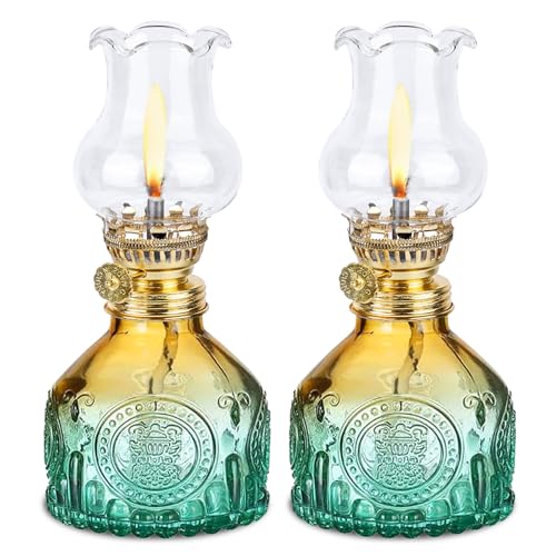 2 Stück Glas Petroleumlampe Für Innenräume, Öllampen Aus Glas, Petrollampe Vintage Petroliumöllampe Klassisches Petroleum Lampen Mit...