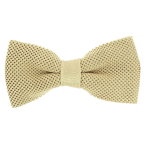 Noeud papillon tricot en soie beige fait en Italie par Tony & Paul