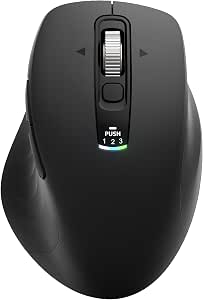 Wireless Bluetooth Mouse, Multi-Device Ergonomic Mouse with 5 Programmable Buttons, 4-Way Metal Scroll Wheel, 4800 DPI Adjustable, 18-Month Battery Life, Silent Click, for Laptop, PC, Mac - Black