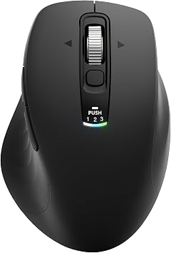 Wireless Bluetooth Mouse, Multi-Device Ergonomic Mouse with 5 Programmable Buttons, 4-Way Metal Scroll Wheel,4800 DPI Adjustable, 18-Month Battery Life, Silent Click, for Laptop, PC, Mac - Black