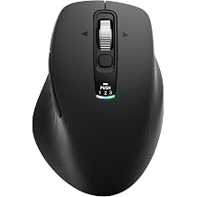 Wireless Bluetooth Mouse, Multi-Device Ergonomic Mouse with 5 Programmable Buttons, 4-Way Metal Scroll Wheel,4800 DPI Adjustable, 18-Month Battery Life, Silent Click, for Laptop, PC, Mac - Black