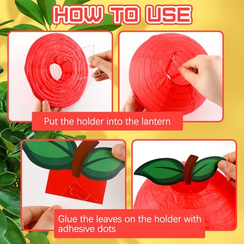 Image of Feifeiya 18 Pcs Classroom Decor Red Apple Shaped Paper Lantern Back to School Decor Ceiling Hanging Decorations for First Day of School Teacher Aappreciate Fruit Themed Party Home, 10 and 8 Inch