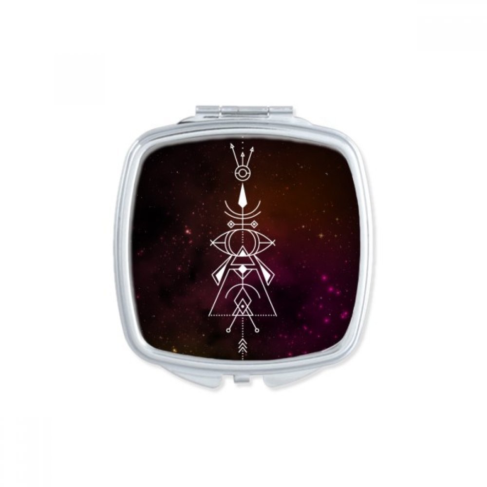 Miroir compact carré motif alien cosmique pour maquillage de poche quotidien