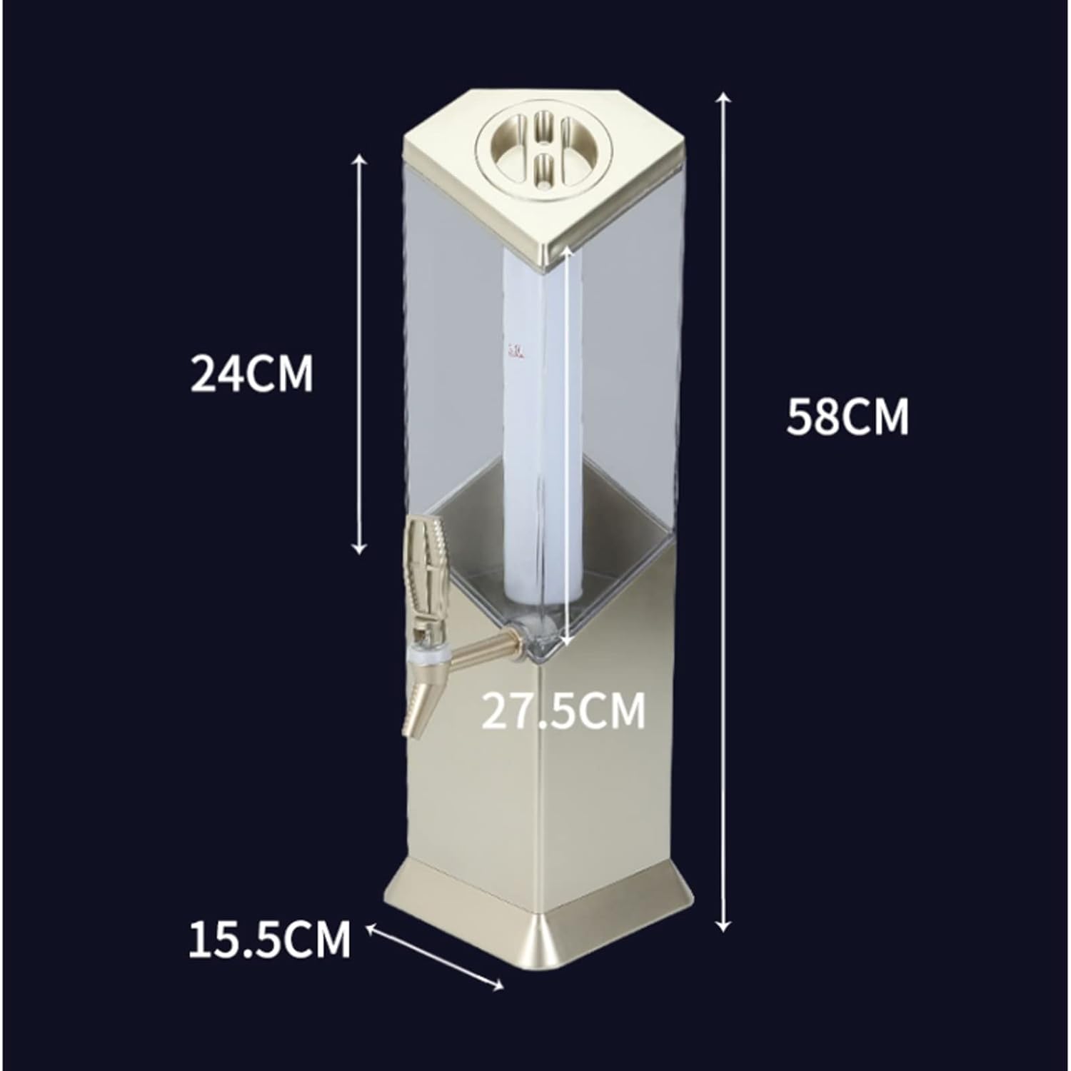 Drink Tower 3 Litre Beer Dispenser with Tap Creative Luminous Beer Barrel Beer Bucket Commercial Beer Tower Dispenser for Party Bar Home Beer Dispenser (Colour: Silver Gold)