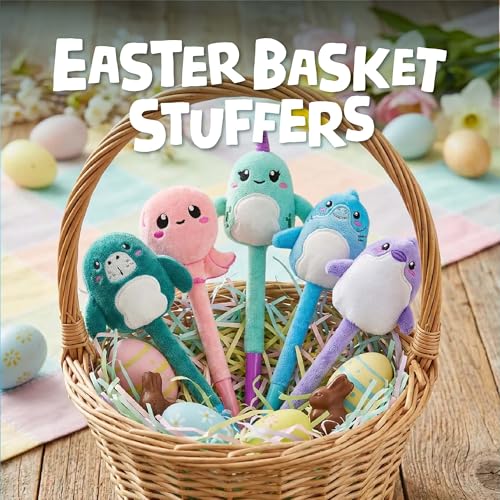 image for BUNMO Easter Gifts - Plush Pens w/Soft Grip & 10 Colorful Refills - Ea