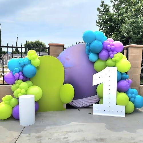 Image of Pink Blue Purple Party Balloons, Pack of 60 12 inch Monster Balloons with Clear Balloon, Pink Metallic Purple Teal Green Balloons for Kids Magic Theme Birthday Baby Shower Party Decorations Supplies