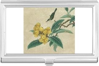 Loquat Embroidered Feather Figure Chinese Painting Business Card Holder Case Pocket Box Wallet