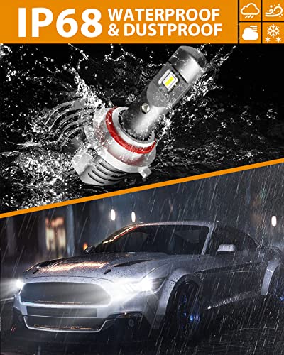 Auxbeam P10 Series 9005 H11 Combo Led Kit,30000Lm 400% Brighter High Power Led Bulbs, 6000K Cool White 9005 H11 Led Conversion Kits Bulb Ip68 Waterproof, 5-Minute Plug-And-Play ( Pack Of 4) #TOP4