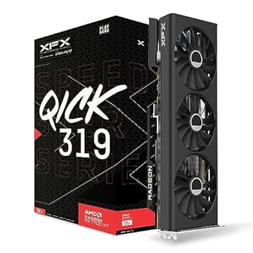 XFX Speedster QICK319 RX 7700 XT Placa gráfica preta para jogos 12GB GDDR6 HDMI 3xDP, AMD RDNA 3 RX-77TQICKB9
