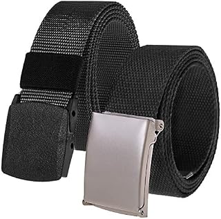 2 Pack Mens Work Belts 1.5" Webbing Canvas Belt Plastic Clip Airport Safe Belt Military Tactical Nylon Belt