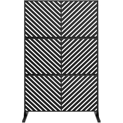 Meyoppm 72" H×47" W Metal Privacy Screen, Outdoor Indoor Privacy Screens with Stand Panels, Free Standing Decorative Privacy Screen for Patio