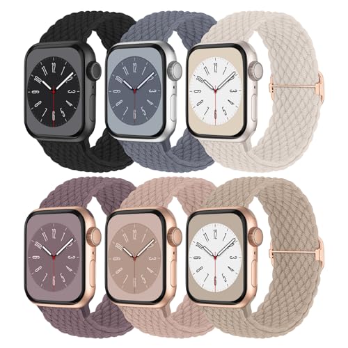 Braided Solo Loop Compatible with Apple Watch Band 38mm 40mm 41mm Women Men, Adjustable Stretchy Bands Elastic Sport Wristbands for iWatch Series 10 9 8 7 6 5 4 3 2 1 SE