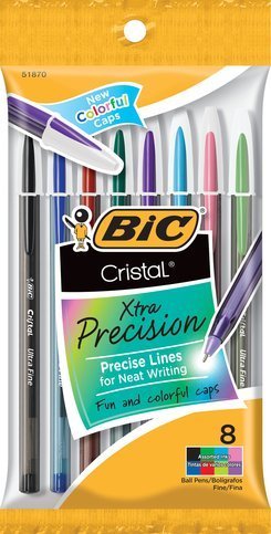 Bic Corporation MSEAP81 0.7 mm. Cristal Xtra Precision Fine Stic Ballpoint Pen, Assorted (Original Version)