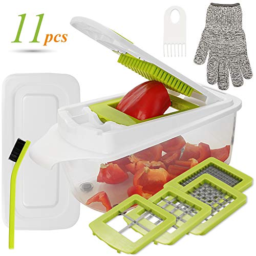 Aieruma Vegetable Chopper 11 in 1, Pro Onion Chopper Food Cutter, Stainless Steel