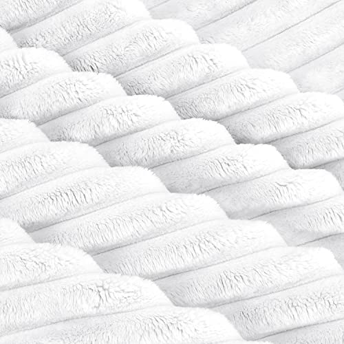Catalonia Classic White Fleece Throw Blankets For Couch, Plush Fluffy Blanket, Cozy And Soft, Decorative Blanket Throws For All-Seasons, 50''×60'' #TOP7