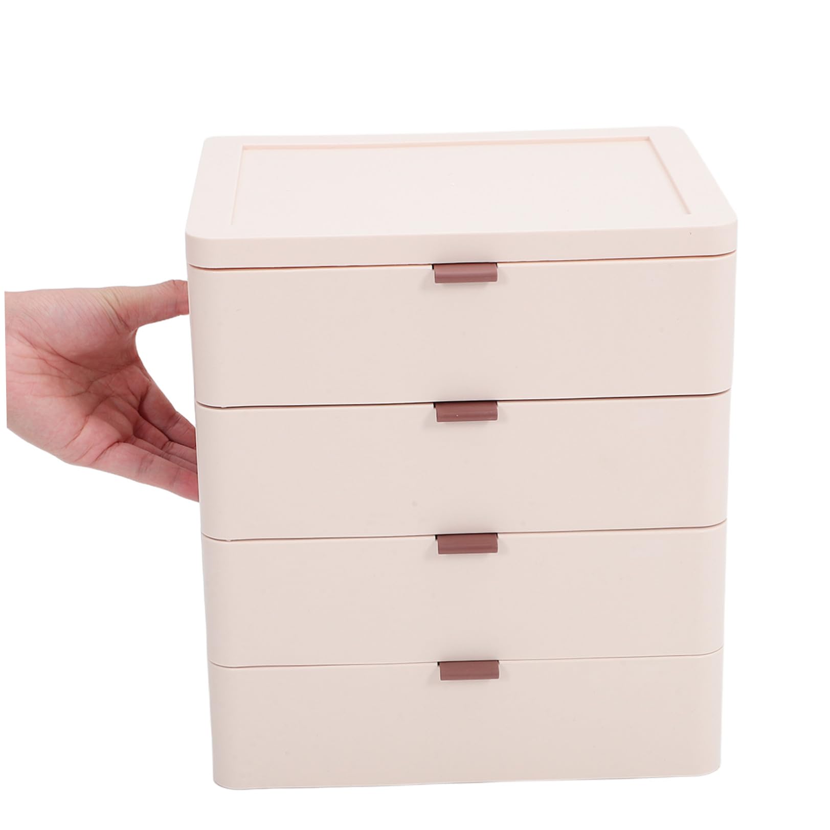 Organizer da Scrivania Contenitore Multilayer con 4 Cassetti in Plastica Pp Rosa per Massimizzare lo Spazio per Trucchi e Pennelli in Ufficio e Hotel
