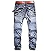 qingtianzhuxinxikejiyouxiangongsi Jeans Men Stretch Slim Fit Straight Ripped Denim Pants Cowboy Comfy Flex Fashion (Blue, 33W X 32L)