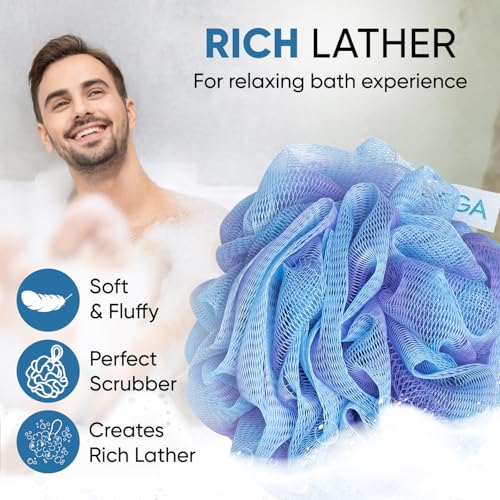 Image of VEGA Duo Splash Bath Sponge Bath Loofah for Men & Women | Soft Exfoliating Body Scrubber | Gentle Shower Pouf Sponge for Dead Skin Removal & Smooth Skin | Premium Bath Loofah Pack of 2 (BA-3 /37)